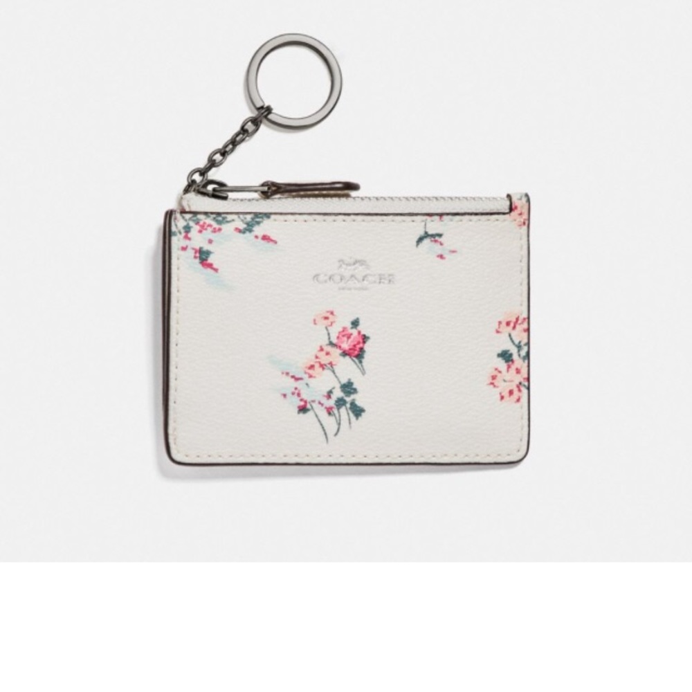 Coach mini ID skinny w cross stitch floral
